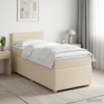 vidaXL Posteľ boxspring s matracom Krémová 90 x 200 cm Látka