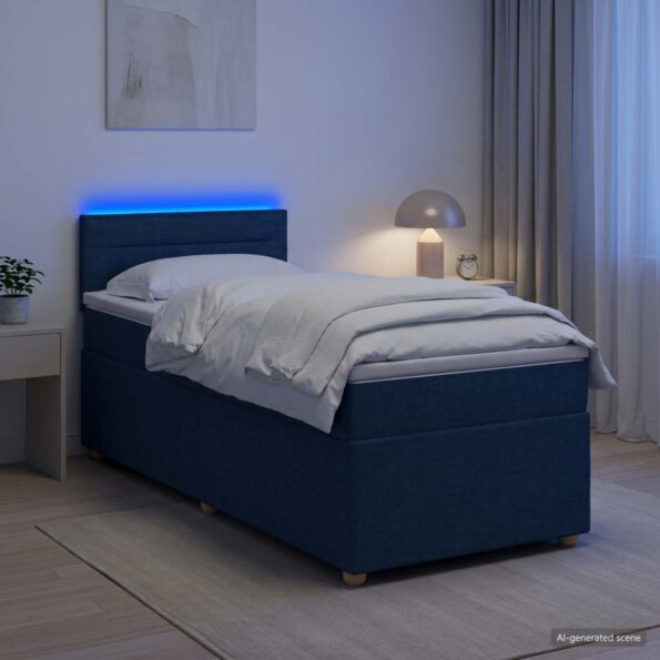 vidaXL Posteľ boxspring s matracom Modrá 90 x 200 cm Látka – Obrázok 12