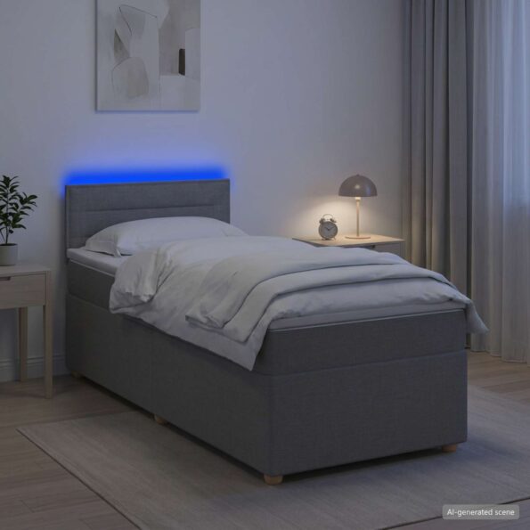 vidaXL Posteľ boxspring s matracom Svetlosivá 100 x 200 cm Látka – Obrázok 4
