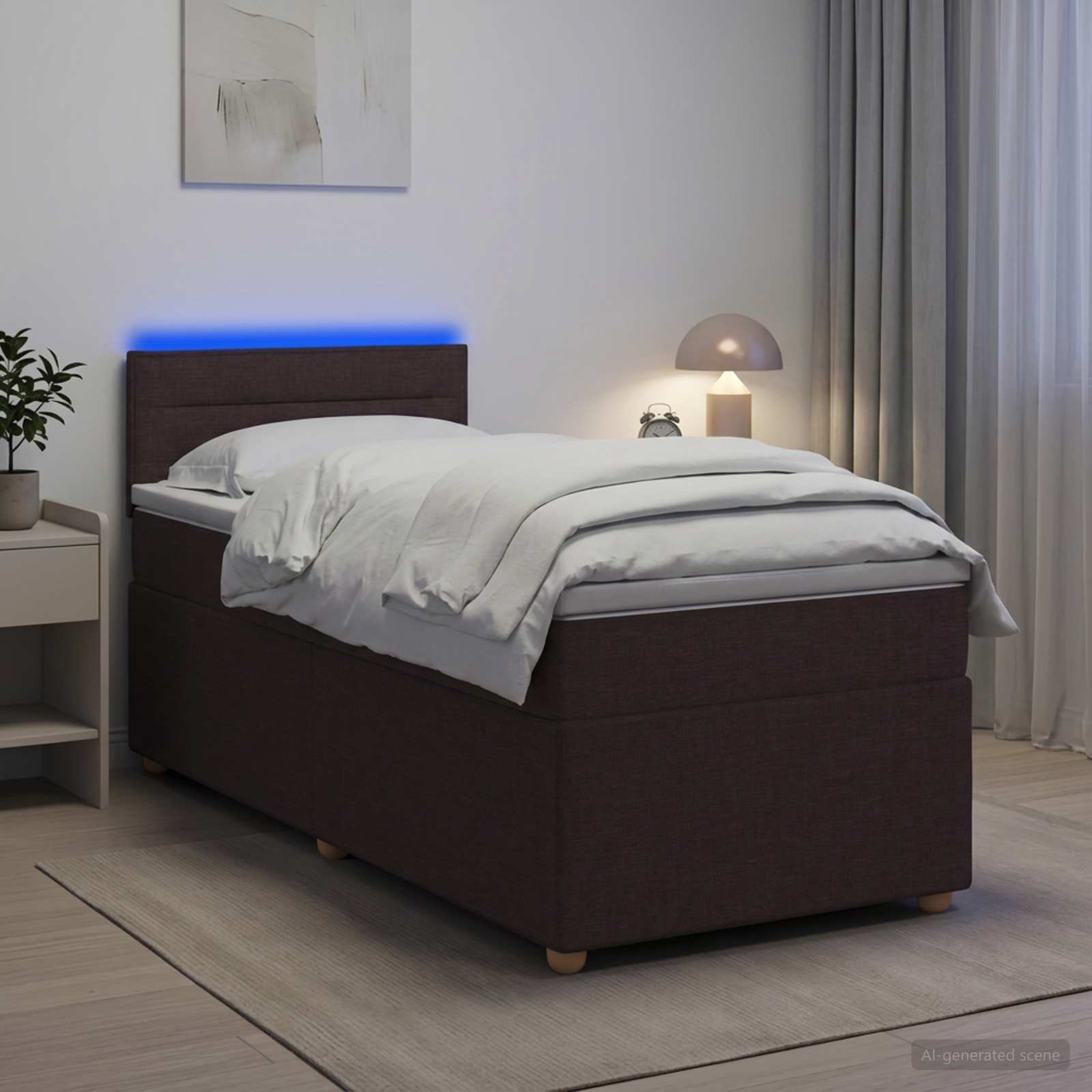 3452348_1.jpg vidaXL Posteľ boxspring s matracom Tmavohnedá 100 x 200 cm Látka – Obrázok 1