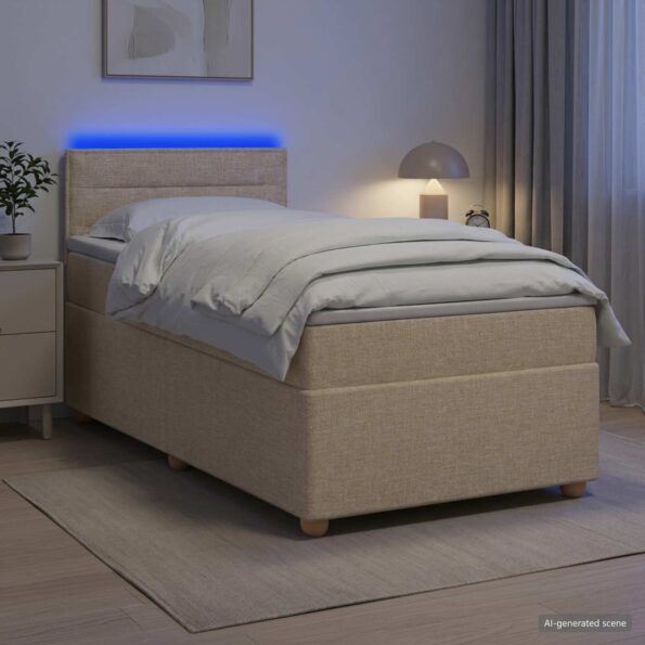 vidaXL Posteľ boxspring s matracom Krémová 100 x 200 cm Látka – Obrázok 12