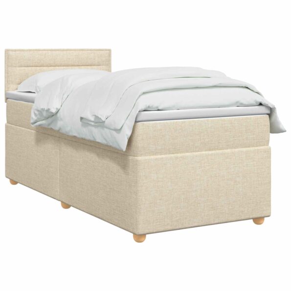vidaXL Posteľ boxspring s matracom Krémová 100 x 200 cm Látka – Obrázok 2
