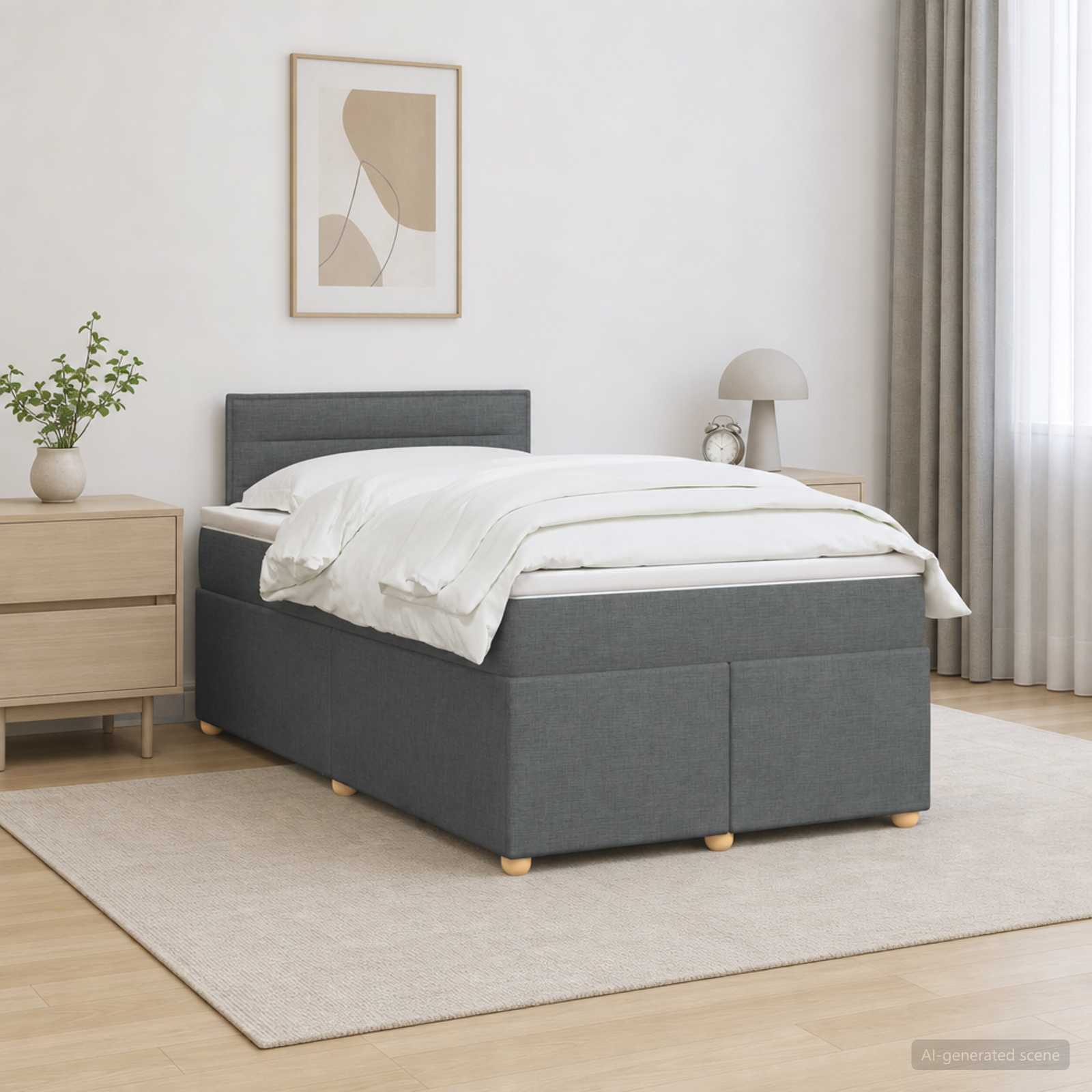 3452367_1.jpg vidaXL Posteľ boxspring s matracom Tmavosivá 120 x 190 cm Látka – Obrázok 1