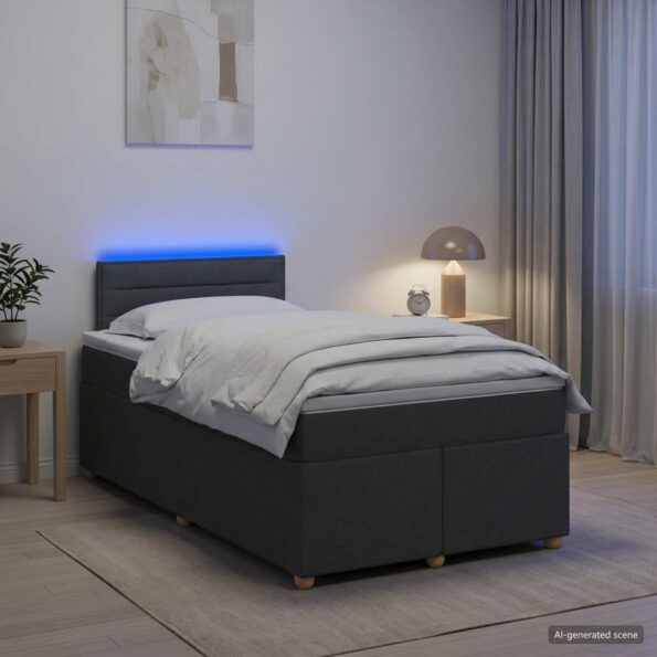 vidaXL Posteľ boxspring s matracom Tmavosivá 120 x 190 cm Látka – Obrázok 4