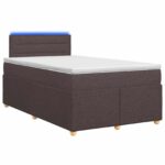 vidaXL Posteľ boxspring s matracom Tmavohnedá 120 x 200 cm Látka – Obrázok 2