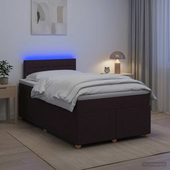 vidaXL Posteľ boxspring s matracom Tmavohnedá 120 x 200 cm Látka – Obrázok 4