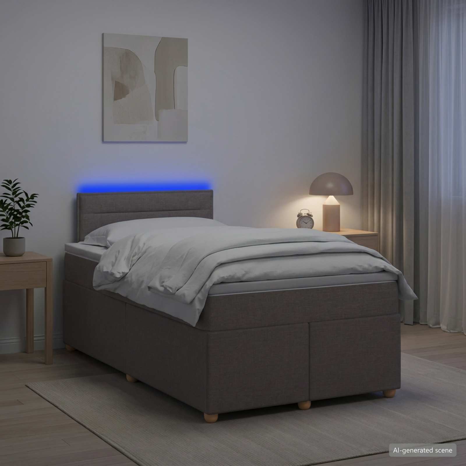 3452391_1.jpg vidaXL Posteľ boxspring s matracom Sivohnedá 120 x 200 cm Látka – Obrázok 1