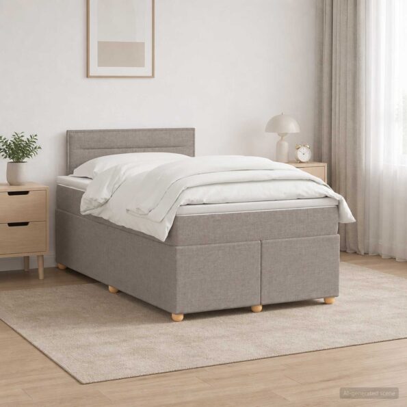 vidaXL Posteľ boxspring s matracom Sivohnedá 120 x 200 cm Látka – Obrázok 4