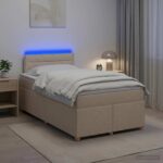 vidaXL Posteľ boxspring s matracom Krémová 120 x 200 cm Látka – Obrázok 12