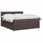 vidaXL Posteľ boxspring s matracom Tmavohnedá 140 x 190 cm Látka – Obrázok 2
