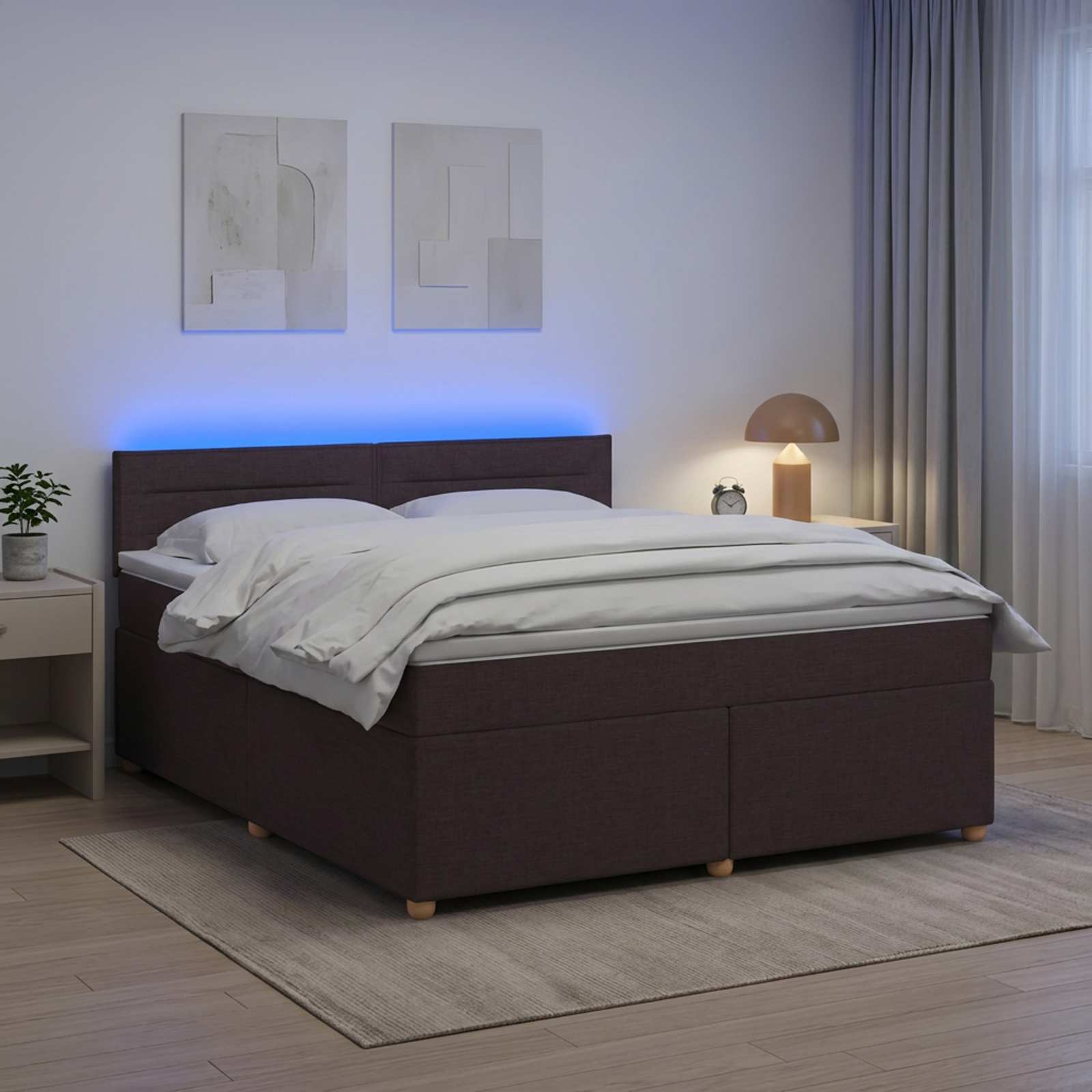 3452432_1.jpg vidaXL Posteľ boxspring s matracom Tmavohnedá 140 x 200 cm Látka – Obrázok 1