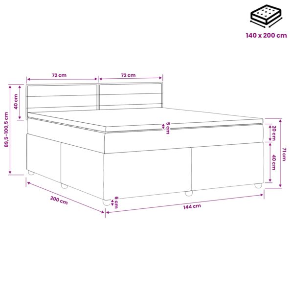 vidaXL Posteľ boxspring s matracom Tmavohnedá 140 x 200 cm Látka – Obrázok 11