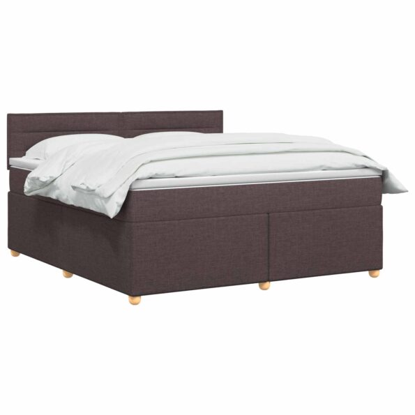 vidaXL Posteľ boxspring s matracom Tmavohnedá 140 x 200 cm Látka – Obrázok 2