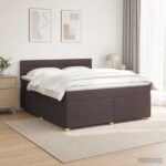 vidaXL Posteľ boxspring s matracom Tmavohnedá 160 x 200 cm Látka – Obrázok 4