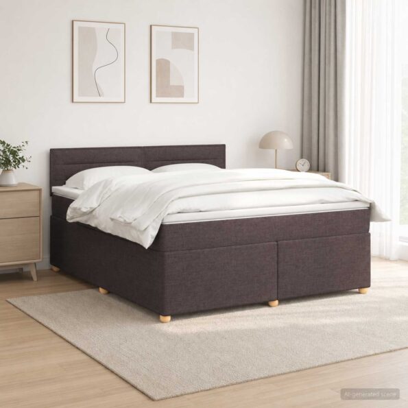 vidaXL Posteľ boxspring s matracom Tmavohnedá 160 x 200 cm Látka – Obrázok 4