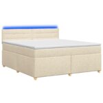 vidaXL Posteľ boxspring s matracom Krémová 160 x 200 cm Látka – Obrázok 2