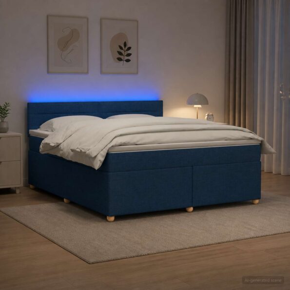 vidaXL Posteľ boxspring s matracom Modrá 160 x 200 cm Látka – Obrázok 12