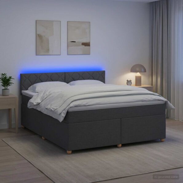 vidaXL Posteľ boxspring s matracom Tmavosivá 160 x 200 cm Látka – Obrázok 13