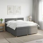 vidaXL Posteľ boxspring s matracom Tmavosivá 180 x 200 cm Látka – Obrázok 12