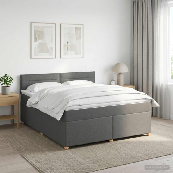 vidaXL Posteľ boxspring s matracom Tmavosivá 180 x 200 cm Látka – Obrázok 12