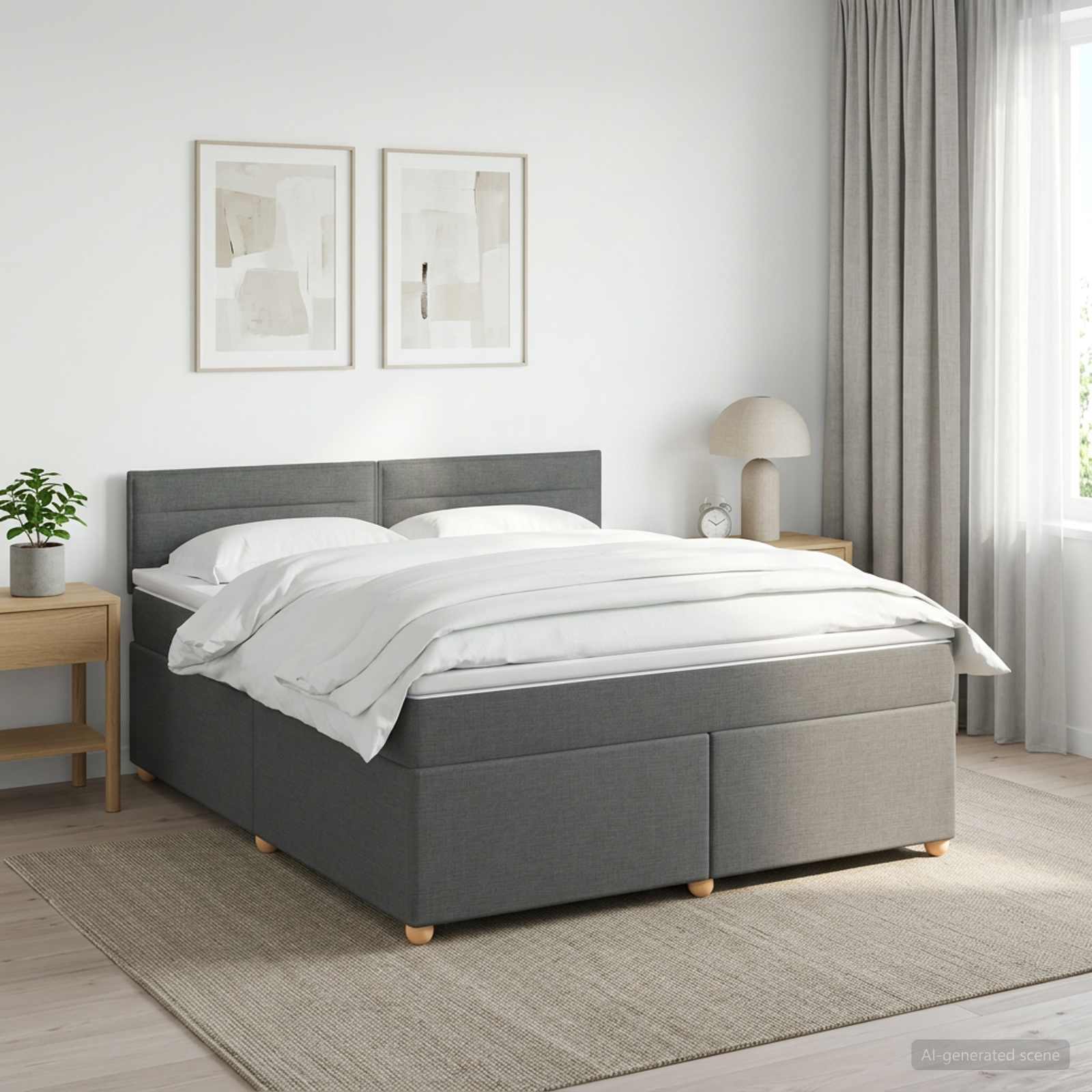3452472_1.jpg vidaXL Posteľ boxspring s matracom Tmavosivá 180 x 200 cm Látka – Obrázok 1