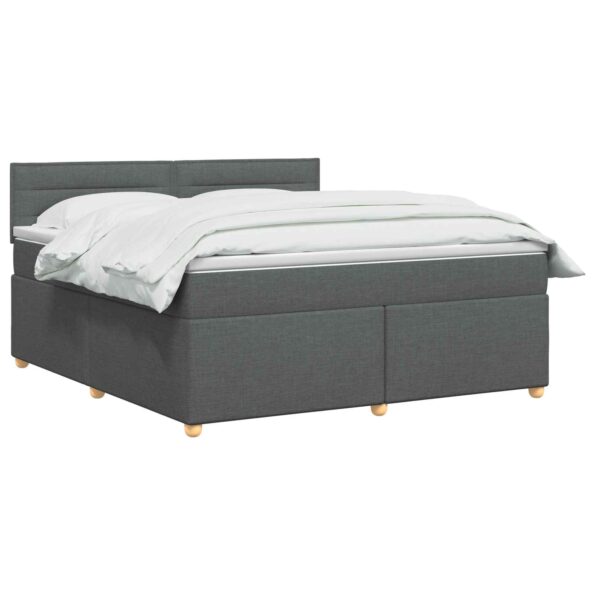 vidaXL Posteľ boxspring s matracom Tmavosivá 180 x 200 cm Látka – Obrázok 2