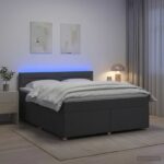 vidaXL Posteľ boxspring s matracom Tmavosivá 180 x 200 cm Látka – Obrázok 4