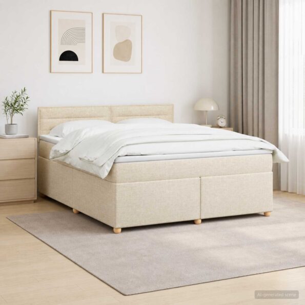 vidaXL Posteľ boxspring s matracom Krémová 180 x 200 cm Látka – Obrázok 12