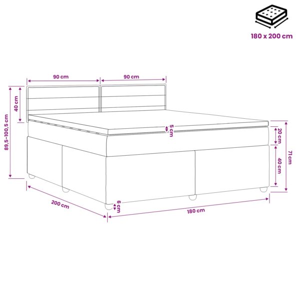 vidaXL Posteľ boxspring s matracom Krémová 180 x 200 cm Látka – Obrázok 11