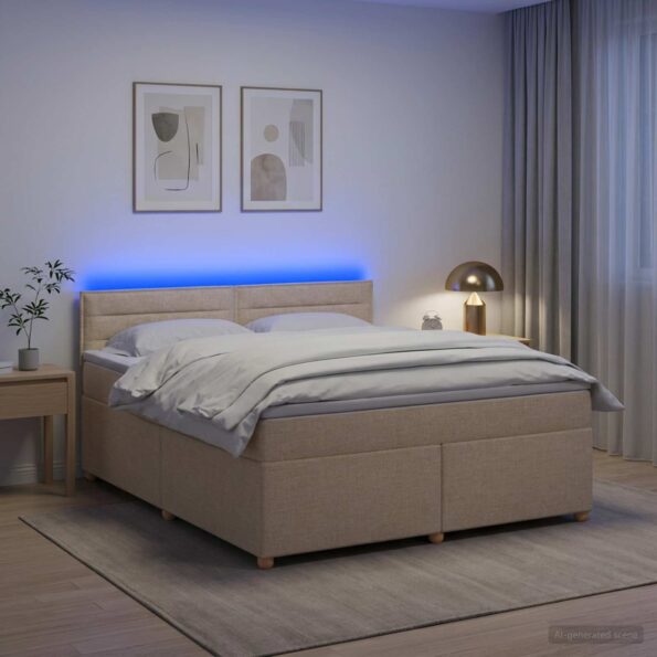 vidaXL Posteľ boxspring s matracom Krémová 180 x 200 cm Látka – Obrázok 4