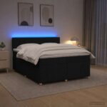 vidaXL Posteľ boxspring s matracom Čierna 200 x 200 cm Látka – Obrázok 12