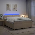 vidaXL Posteľ boxspring s matracom Krémová 200 x 200 cm Látka – Obrázok 12