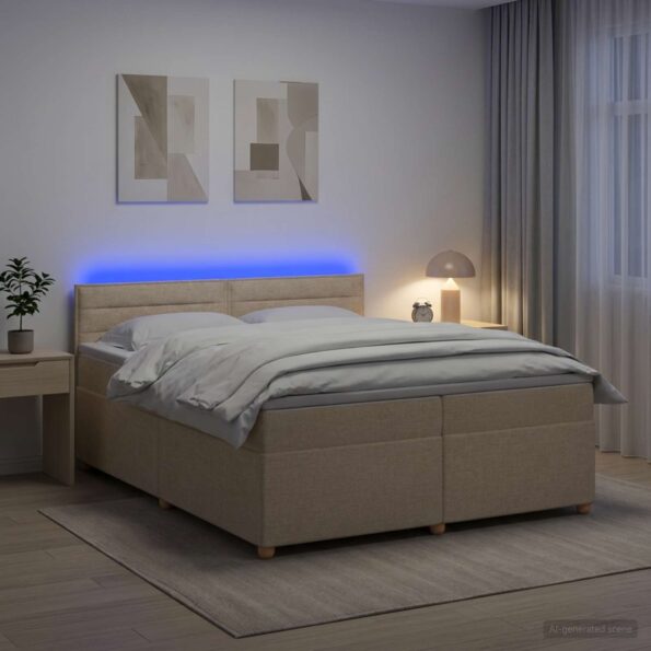 vidaXL Posteľ boxspring s matracom Krémová 200 x 200 cm Látka – Obrázok 12