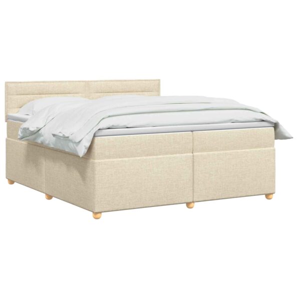 vidaXL Posteľ boxspring s matracom Krémová 200 x 200 cm Látka – Obrázok 2