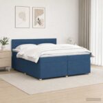 vidaXL Posteľ boxspring s matracom Modrá 200 x 200 cm Látka