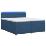 vidaXL Posteľ boxspring s matracom Modrá 200 x 200 cm Látka – Obrázok 2