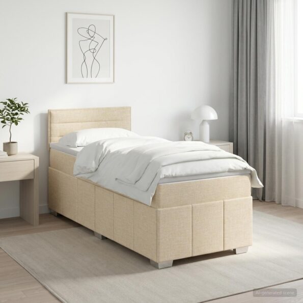 vidaXL Posteľ boxspring s matracom Krémová 90 x 200 cm Látka – Obrázok 12