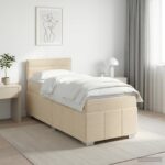 vidaXL Posteľ boxspring s matracom Krémová 90 x 200 cm Látka