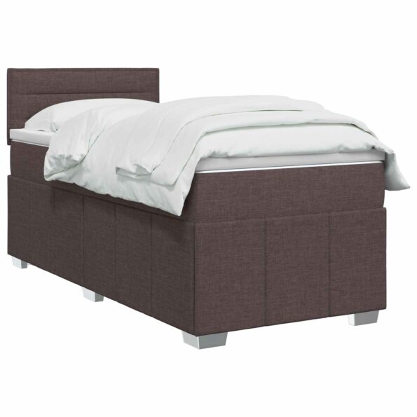 vidaXL Posteľ boxspring s matracom Tmavohnedá 100 x 200 cm Látka – Obrázok 3