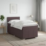 vidaXL Posteľ boxspring s matracom Tmavohnedá 100 x 200 cm Látka – Obrázok 4