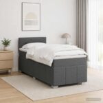 vidaXL Posteľ boxspring s matracom Tmavosivá 100 x 200 cm Látka – Obrázok 12
