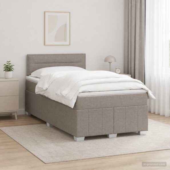 vidaXL Posteľ boxspring s matracom Sivohnedá 120 x 190 cm Látka – Obrázok 4