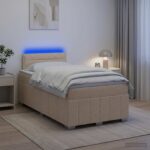 vidaXL Posteľ boxspring s matracom Krémová 120 x 190 cm Látka – Obrázok 13