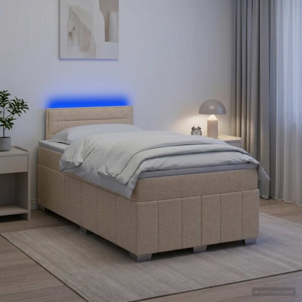 vidaXL Posteľ boxspring s matracom Krémová 120 x 190 cm Látka – Obrázok 13