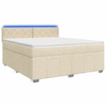 vidaXL Posteľ boxspring s matracom Krémová 140 x 200 cm Látka – Obrázok 2
