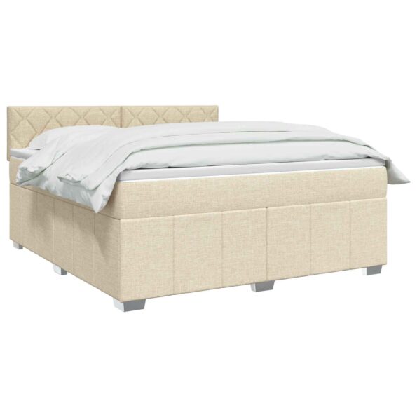 vidaXL Posteľ boxspring s matracom Krémová 140 x 200 cm Látka – Obrázok 3
