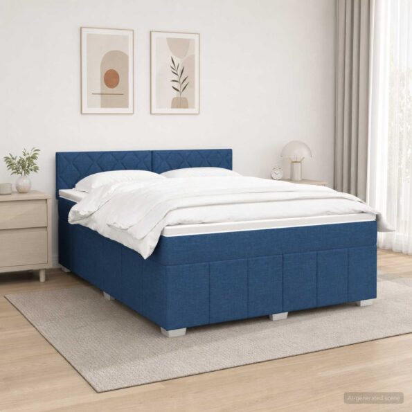 vidaXL Posteľ boxspring s matracom Modrá 140 x 200 cm Látka – Obrázok 4