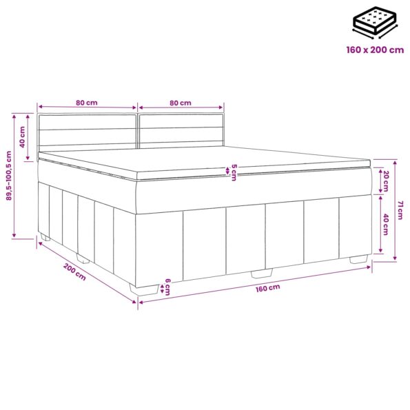 vidaXL Posteľ boxspring s matracom Tmavohnedá 160 x 200 cm Látka – Obrázok 13