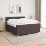 vidaXL Posteľ boxspring s matracom Tmavohnedá 160 x 200 cm Látka – Obrázok 4