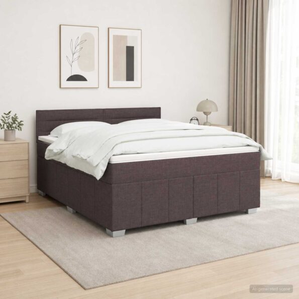vidaXL Posteľ boxspring s matracom Tmavohnedá 160 x 200 cm Látka – Obrázok 4